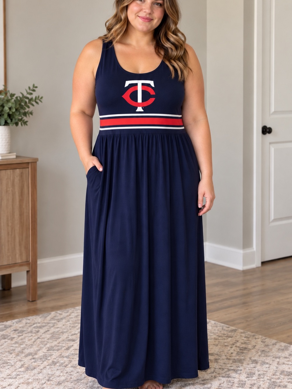 G-III 4Her Minnesota Twins Game Over Maxi Dress Navy XL